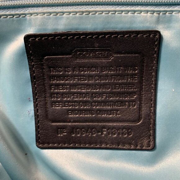 Coach Leah Black Signature Logo Jacquard Tote Shoulder Bag F13139 w/ Hang Tag - Picture 9 of 10